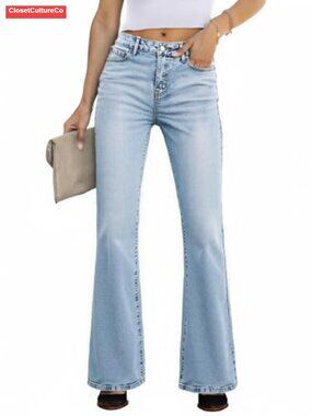 Womens High Waisted Stretchy Bootcut Flare Jeans Retro Y2K Denim